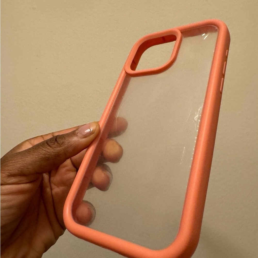 iPhone 15 pro max salmon pink clear case